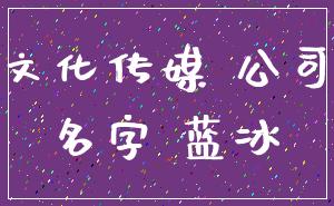 文化传媒 公司_名字 蓝冰