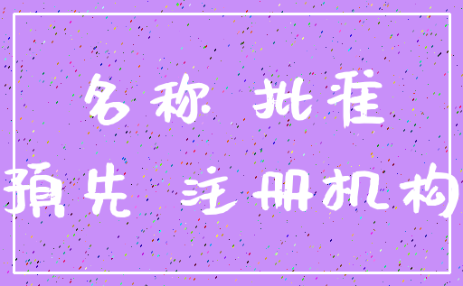 名称 批准_预先 注册机构
