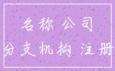 名称 公司_分支机构 注册