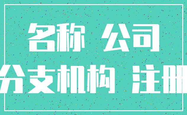 名称 公司_分支机构 注册