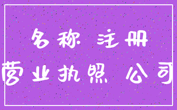 名称 注册_营业执照 公司