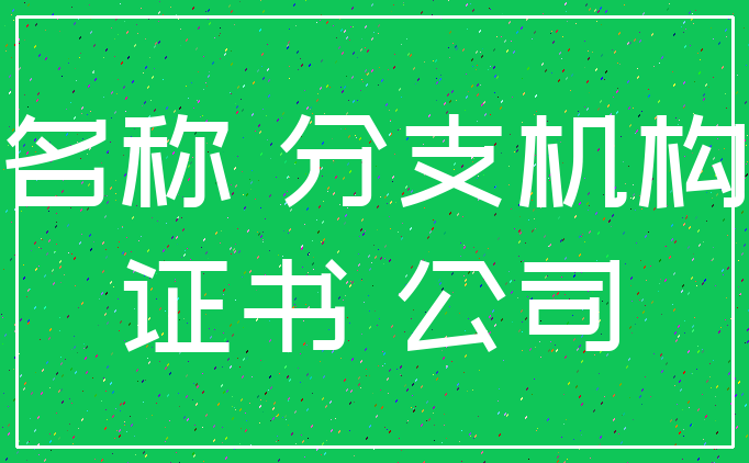 名称 分支机构_证书 公司
