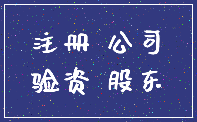 注册 公司_验资 股东