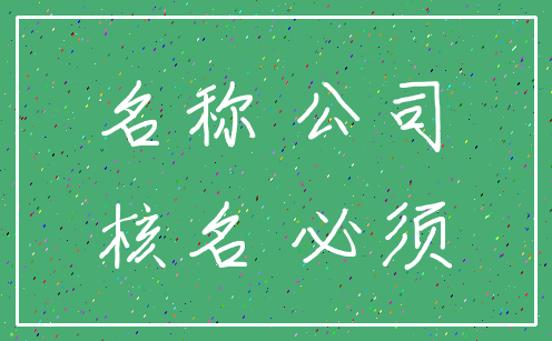 名称 公司_核名 必须