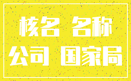 核名 名称_公司 国家局