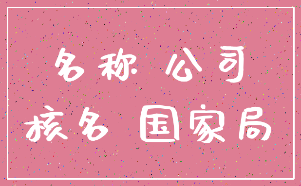 名称 公司_核名 国家局