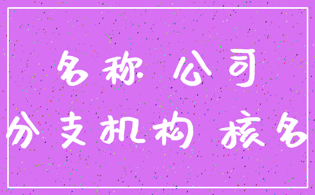 名称 公司_分支机构 核名