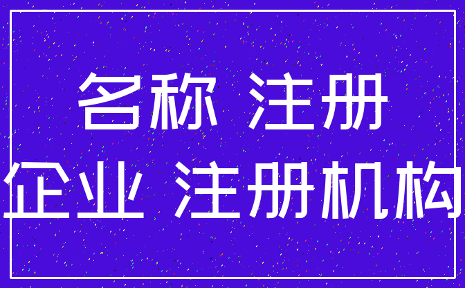 名称 注册_企业 注册机构