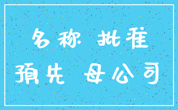 名称 批准_预先 母公司