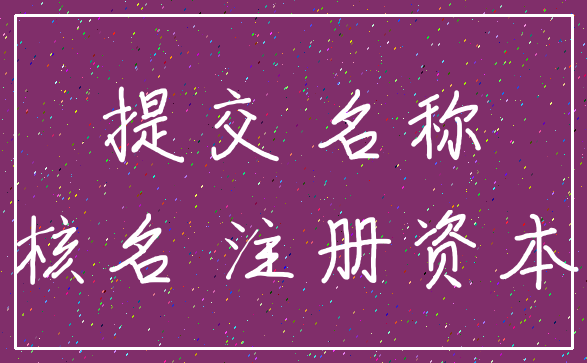 提交 名称_核名 注册资本