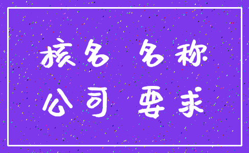 核名 名称_公司 要求