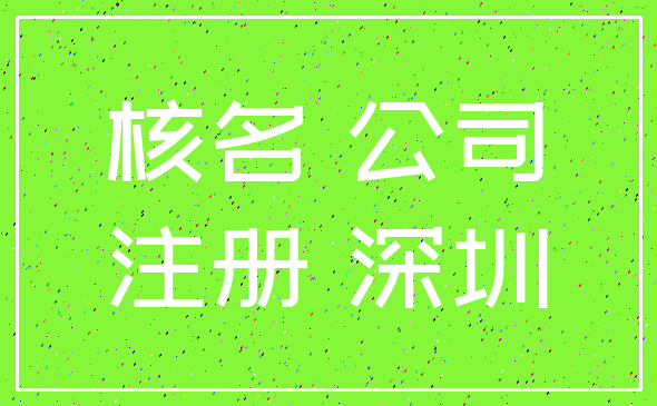 核名 公司_注册 深圳