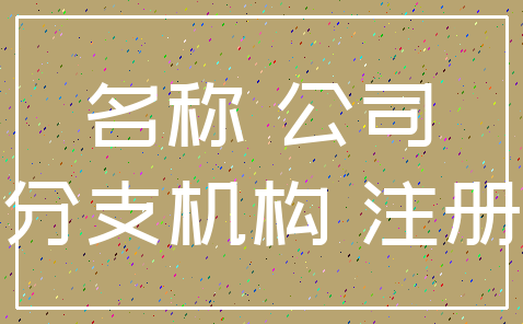 名称 公司_分支机构 注册
