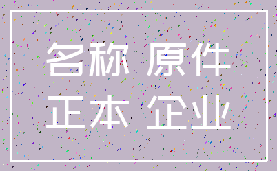 名称 原件_正本 企业