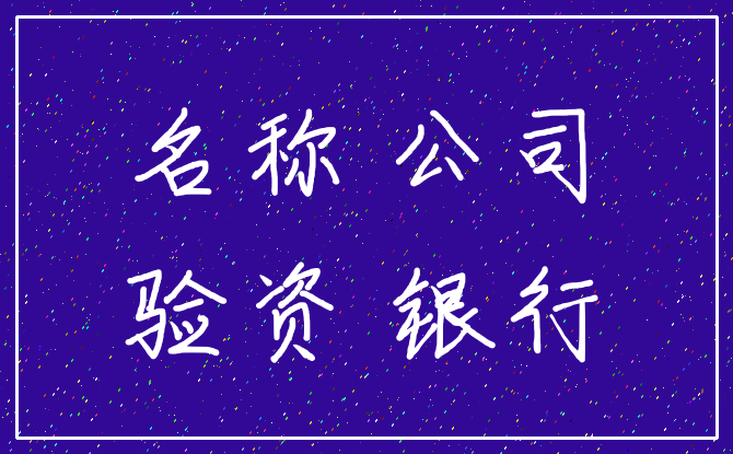 名称 公司_验资 银行