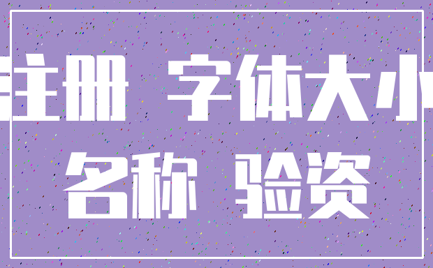 注册 字体大小_名称 验资