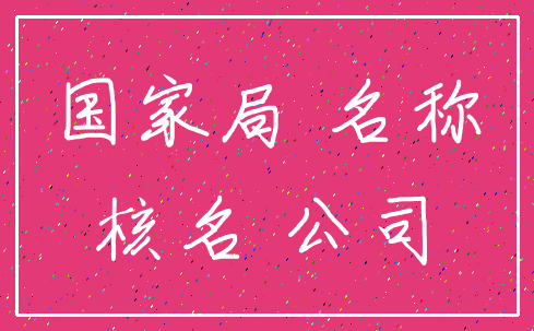 国家局 名称_核名 公司