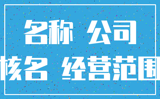 名称 公司_核名 经营范围