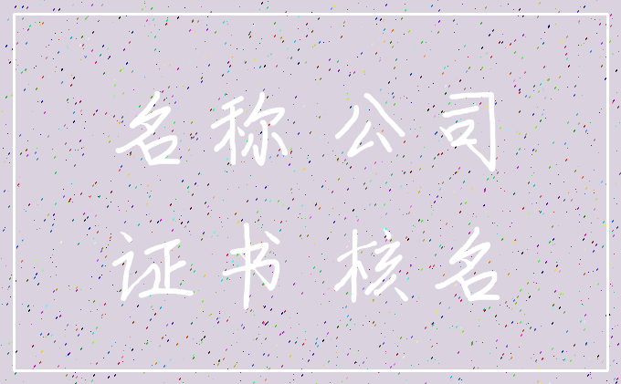 名称 公司_证书 核名