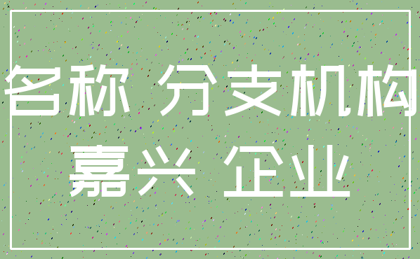 名称 分支机构_嘉兴 企业