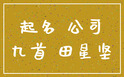 起名 公司_九首 田星坚