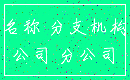 名称 分支机构_公司 分公司