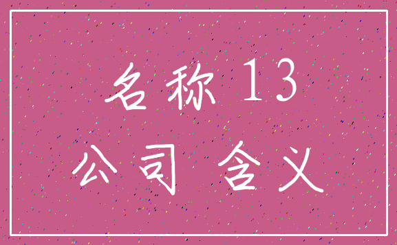 名称 13_公司 含义