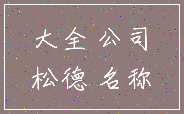 大全 公司_松德 名称