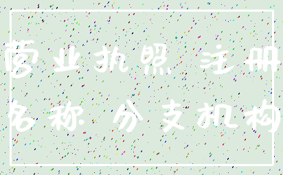 营业执照 注册_名称 分支机构