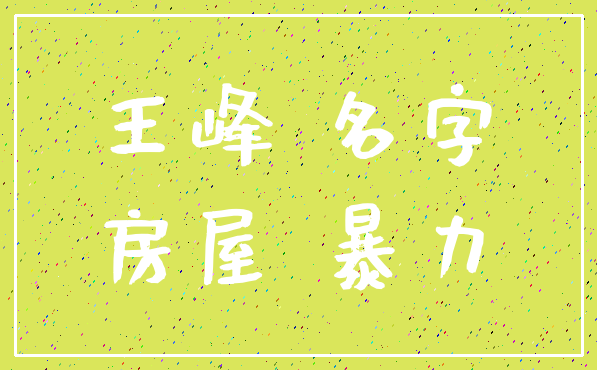 王峰 名字_房屋 暴力