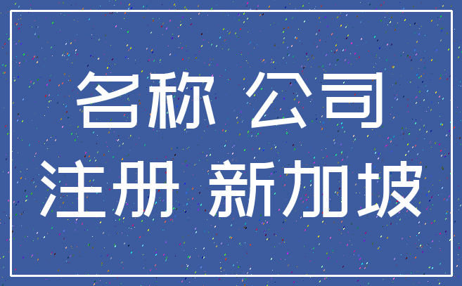 名称 公司_注册 新加坡