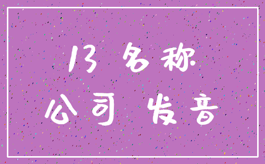 13 名称_公司 发音