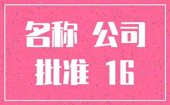 名称 公司_批准 16