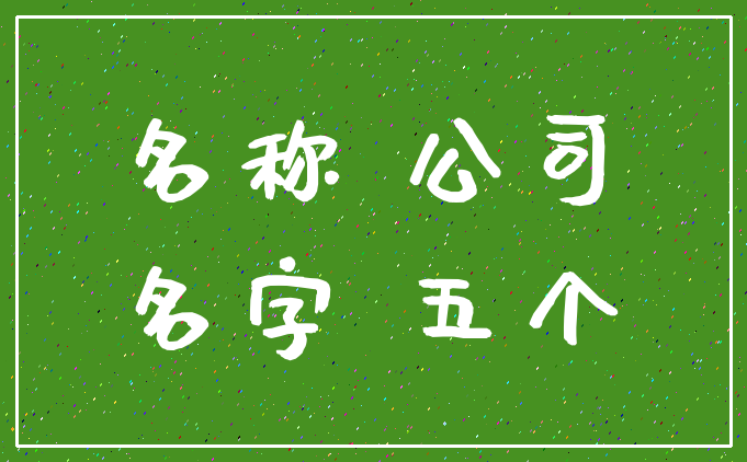 名称 公司_名字 五个