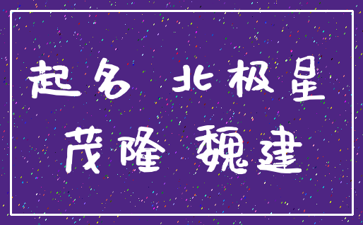 起名 北极星_茂隆 魏建