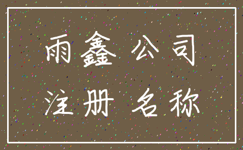 雨鑫 公司_注册 名称