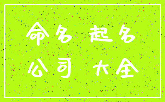 命名 起名_公司 大全