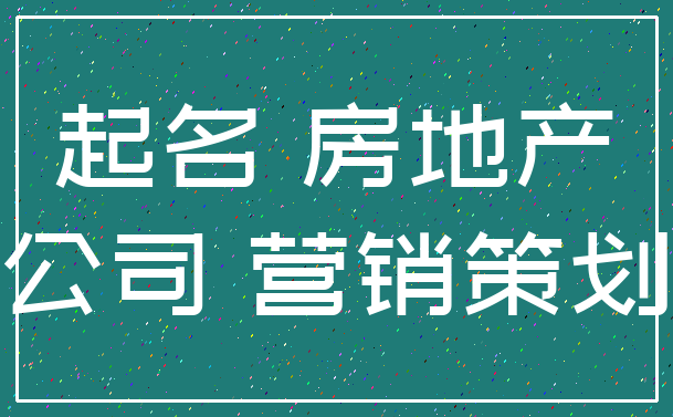 起名 房地产_公司 营销策划