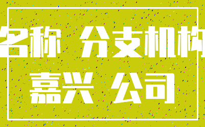 名称 分支机构_嘉兴 公司