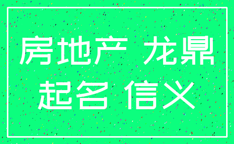 房地产 龙鼎_起名 信义