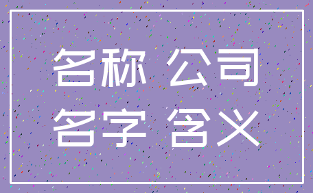 名称 公司_名字 含义