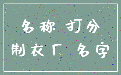 名称 打分_制衣厂 名字