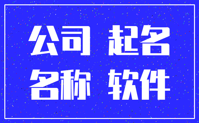 公司 起名_名称 软件