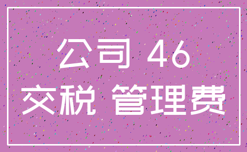 公司 46_交税 管理费