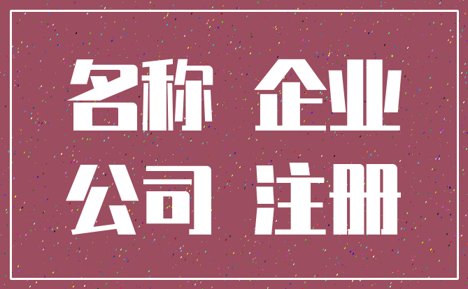 名称 企业_公司 注册