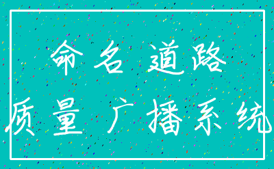 命名 道路_质量 广播系统