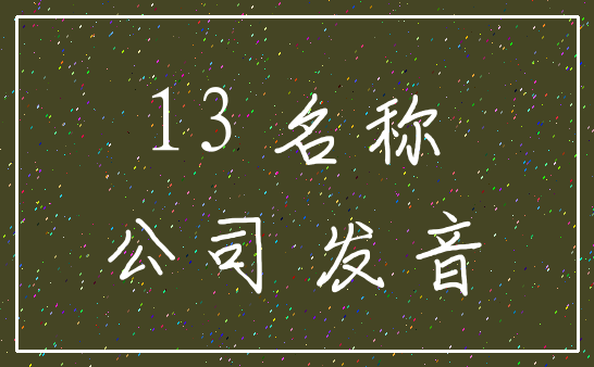 13 名称_公司 发音