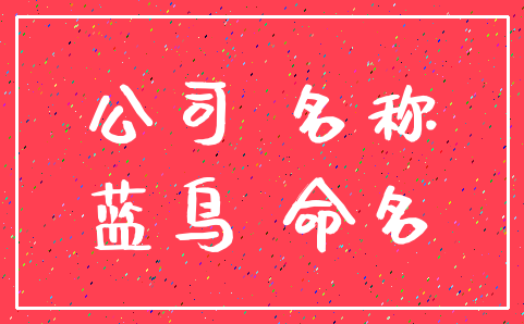公司 名称_蓝鸟 命名