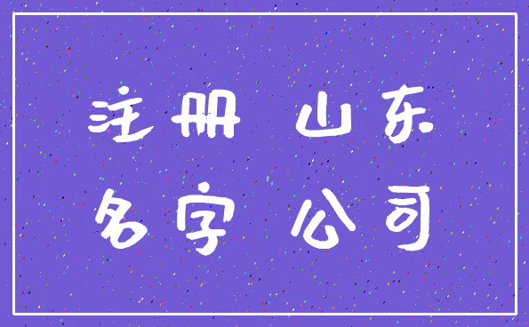 注册 山东_名字 公司