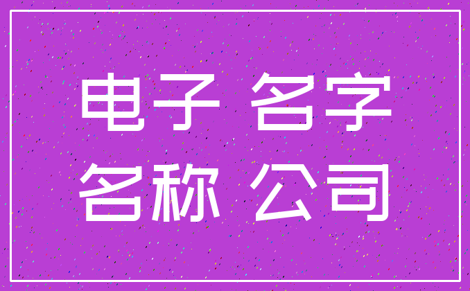 电子 名字_名称 公司